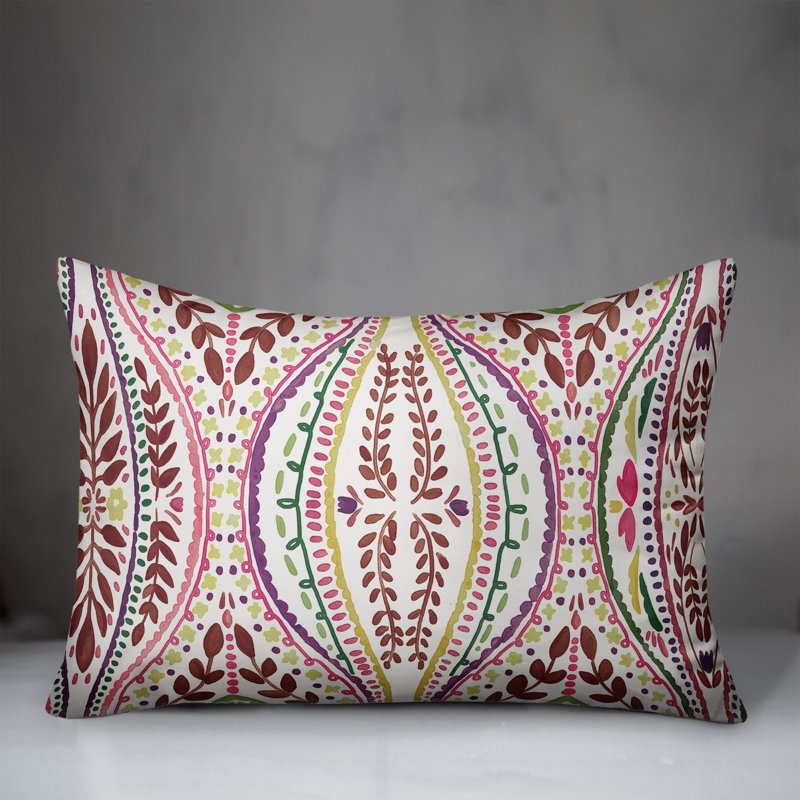Outdoor Reversible Throw Pillow, Pink, Floral 3