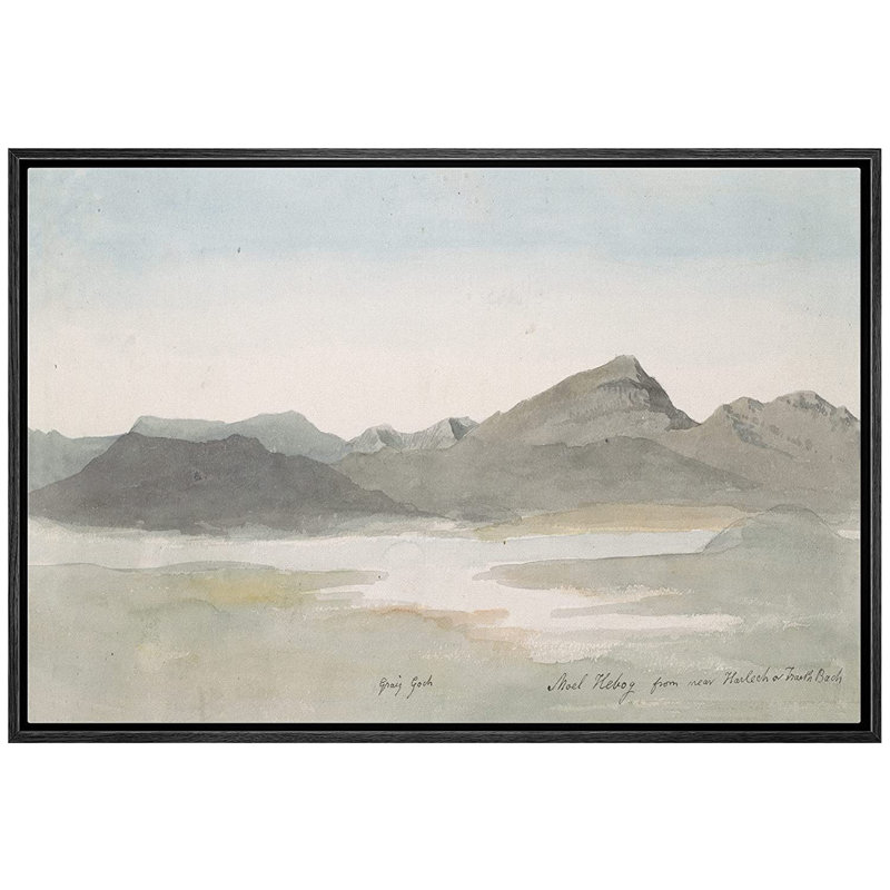 Signe, reproduction d'art sur toile encadrée, montagne, vallée, rivière, rivière, nature, nature, illustrations, art moderne, décoration minimaliste rustique pour le salon, la chambre à coucher, le bureau