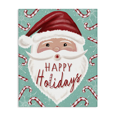 Jolly Santa & Candy Canes Canvas, design by Elizabeth Tyndall