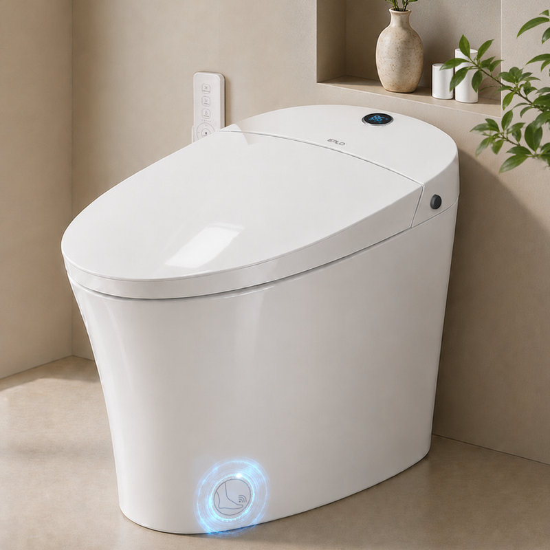 Toilette Smart Bidet intégrée avec réservoir en mousse propre anti-éclaboussures, bidet de toilette allongé à double chasse, couvercle à ouverture / fermeture automatique, hauteur confort ADA, toilette à une pièce