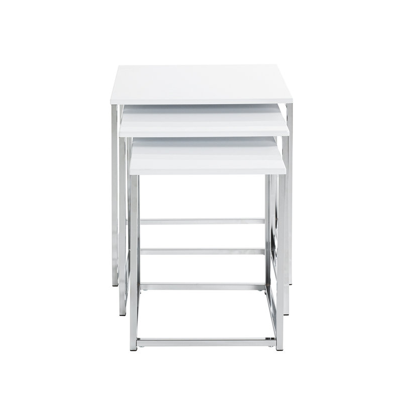 3 Piece Side Table Set, White