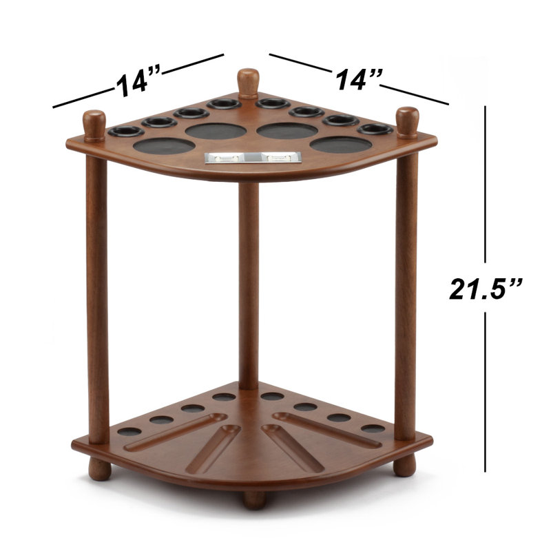 Oak Corner-Style Floor Stand Billiard Pool Cue Rack with Score Counters