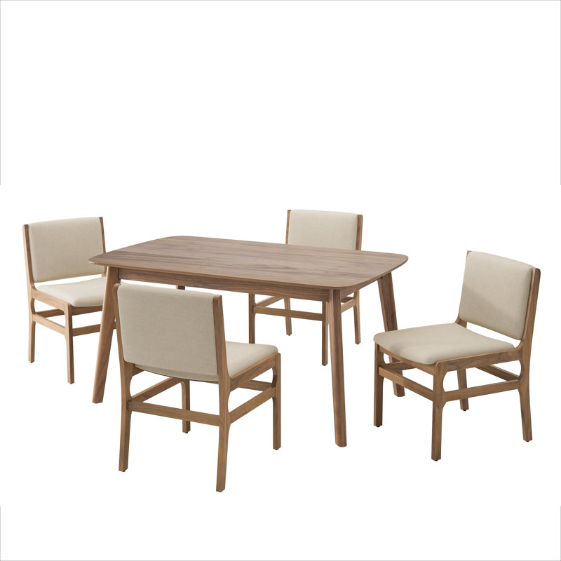 Haixin 5-Piece Rectangular Dining Set, Wheat