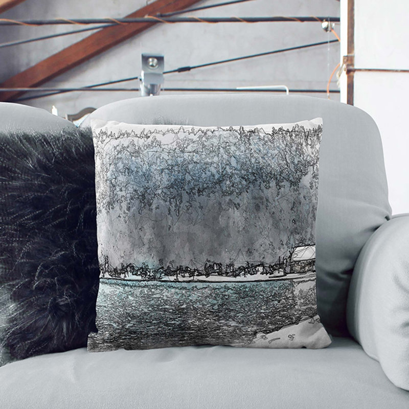 Square Throw Cushion, 55cm H x 55cm W x 20cm D, Stone