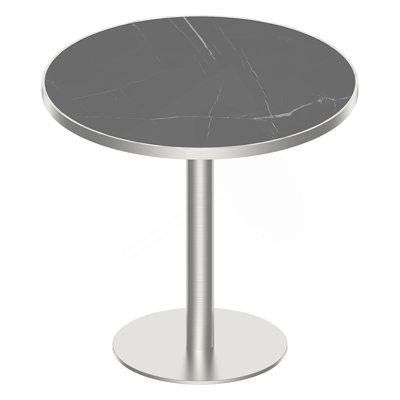 Table de salle à manger moderne 31,5 pouces avec plateau en pierre Snow Mountain et pieds en titane doré, durable et élégant