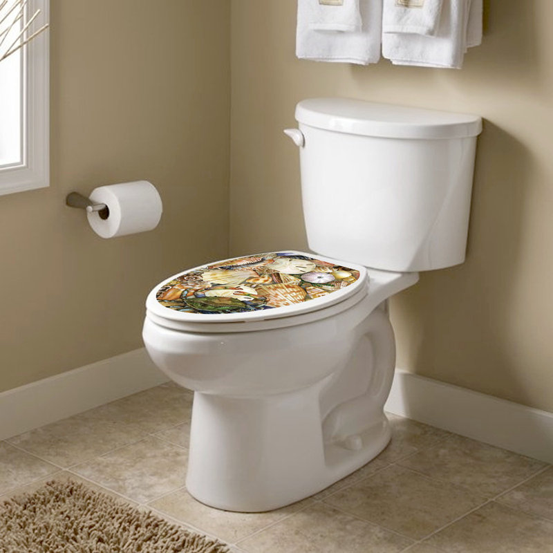 Adhésif décoratif pour siège de toilette Coastal Seashells, Allongé
