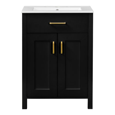 Meuble-lavabo luxueux avec lavabo en céramique et grand espace de rangement