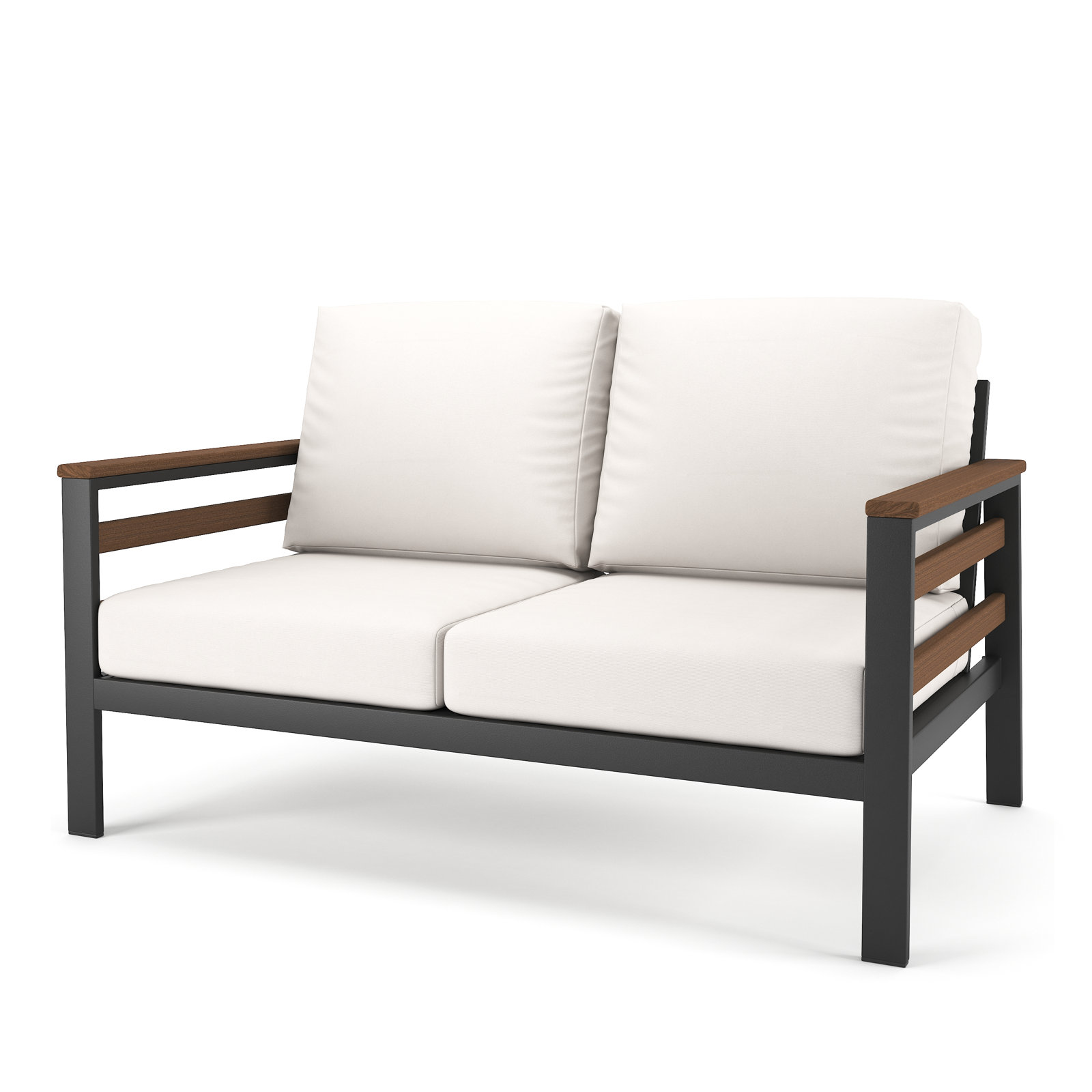 Townsend 55" Sunbrella® Patio Loveseat, Sunbrella Canvas Natural, Brown/Dark Gray