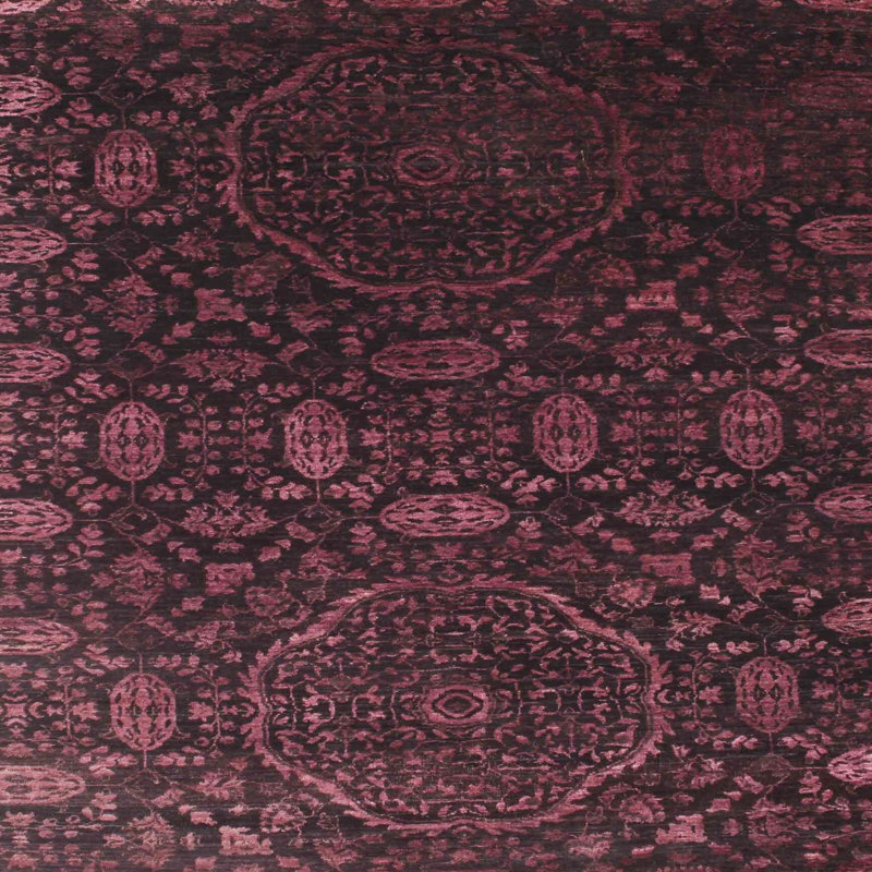 Tapis de zone mauve foncé contemporain, Carré 4 pi