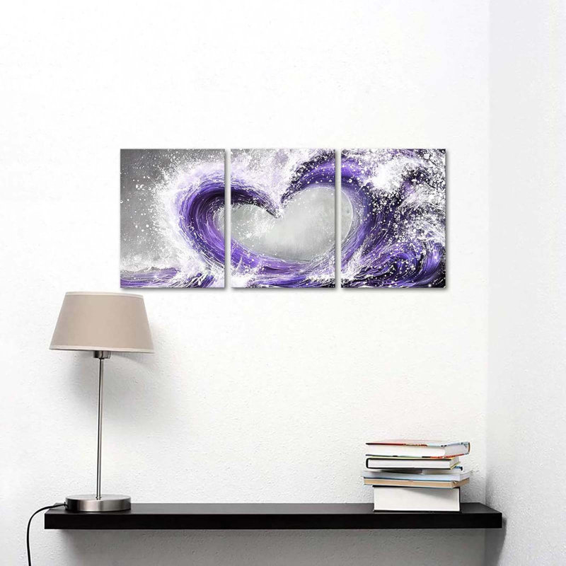Bedroom Wall Art Ocean Wave Painting Love Sign Wall Decor Framed Artwork Bathroom Bedroom Living Room Decor 12x16 Inch
