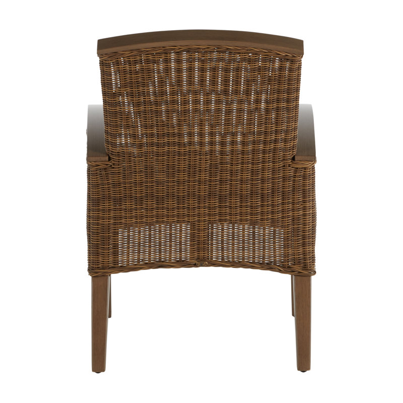 Astoria Patio Dining Armchair with Cushions, Raffia/Oak, Rollo Silver, Welt