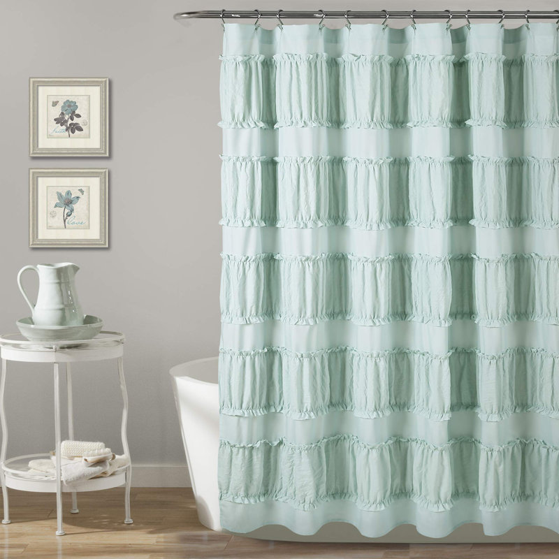 Rideau de douche uni Nova Ruffle, Bleu