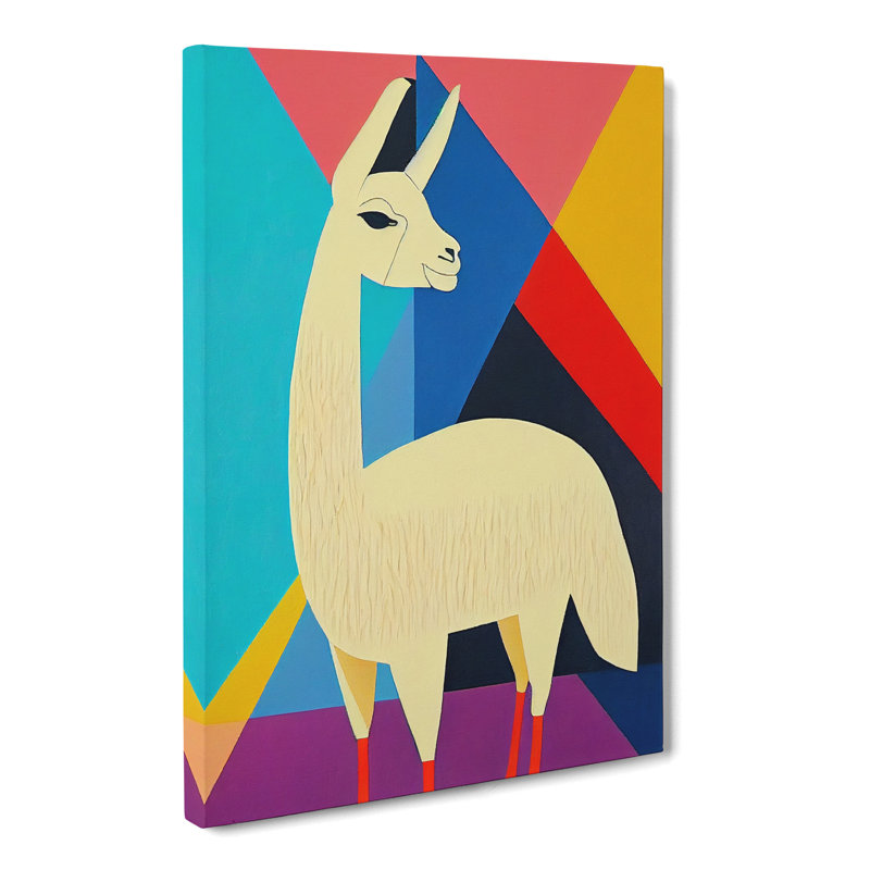 Llama Mid Century - Wrapped Canvas, 50cm H x 35cm W x 3cm D