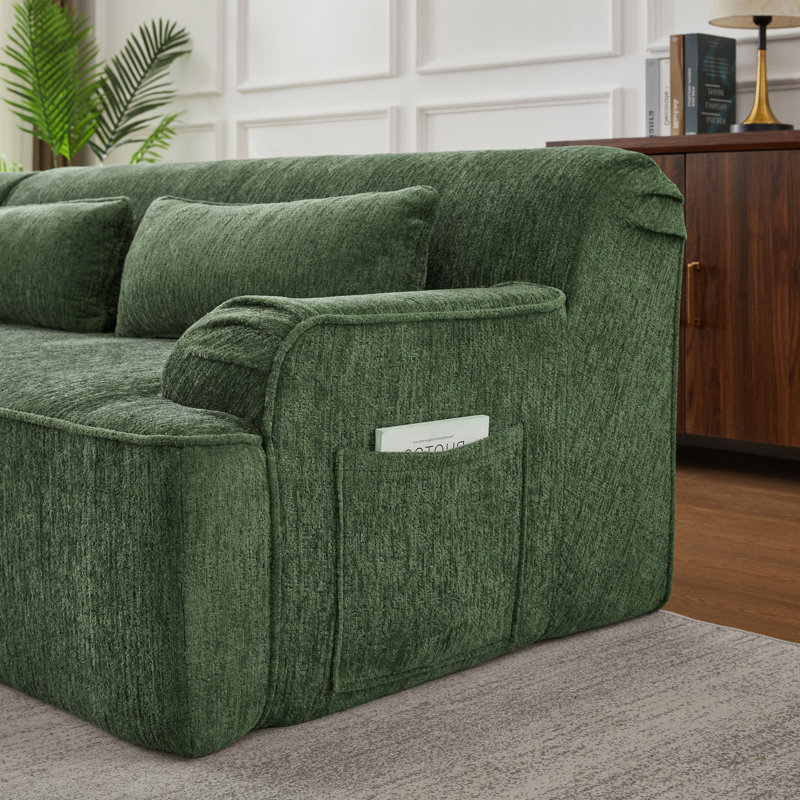 Canapé modulaire surdimensionné en L Chenille, design minimaliste, canapé-lit confortable pour les salons, les appartements et les espaces de réception