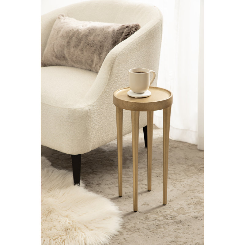 Table à boissons ronde en métal, Doré, H 20,5 po x l 10 po x P 10 po