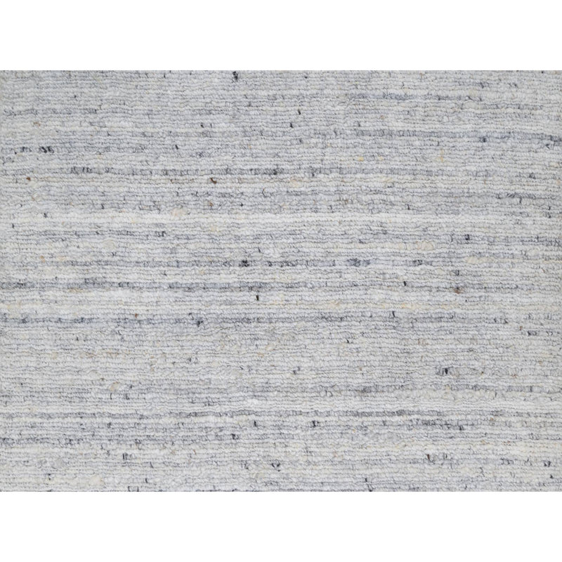 2 pi x 3 pi blanc givré, motif Striae moderne uni, tissé à la main, velours doux, laine naturelle, tapis, tapis oriental