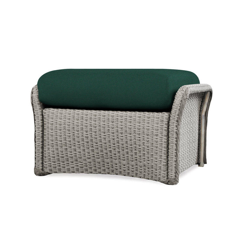 Weekend Retreat Outdoor Ottoman, Flagship Lapis Sunbrella®, Pewter