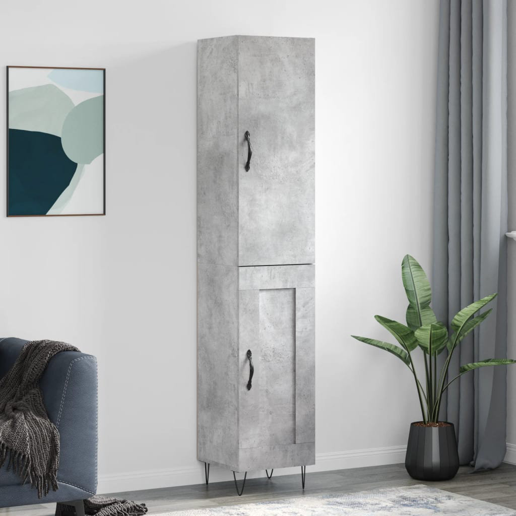 Vidaxl (Concrete Grey, 1 Wood Door) Highboard Sideboard Storage Cabinet Home Side Cabinet Engineered Wood - Image 4