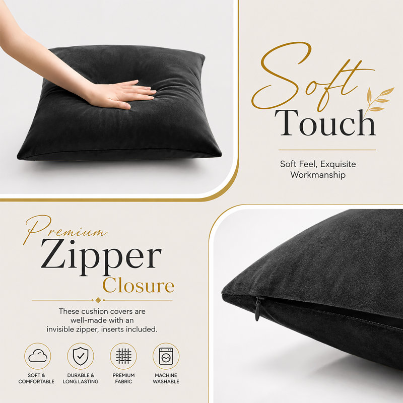 Aldino Square Cushion, Black