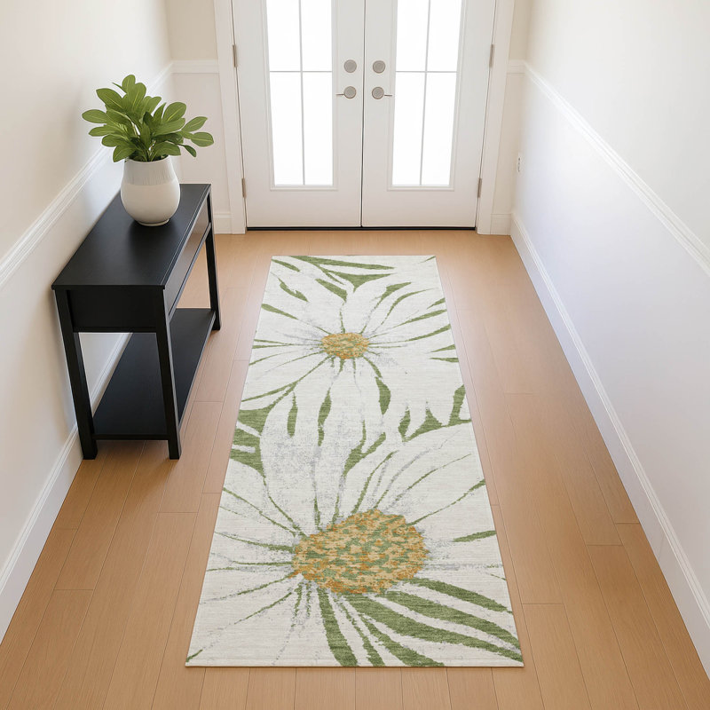 Machine Washable Indoor/Outdoor Oliveras ACN2263 Floral Rug, Runner 2'3" x 7'6"