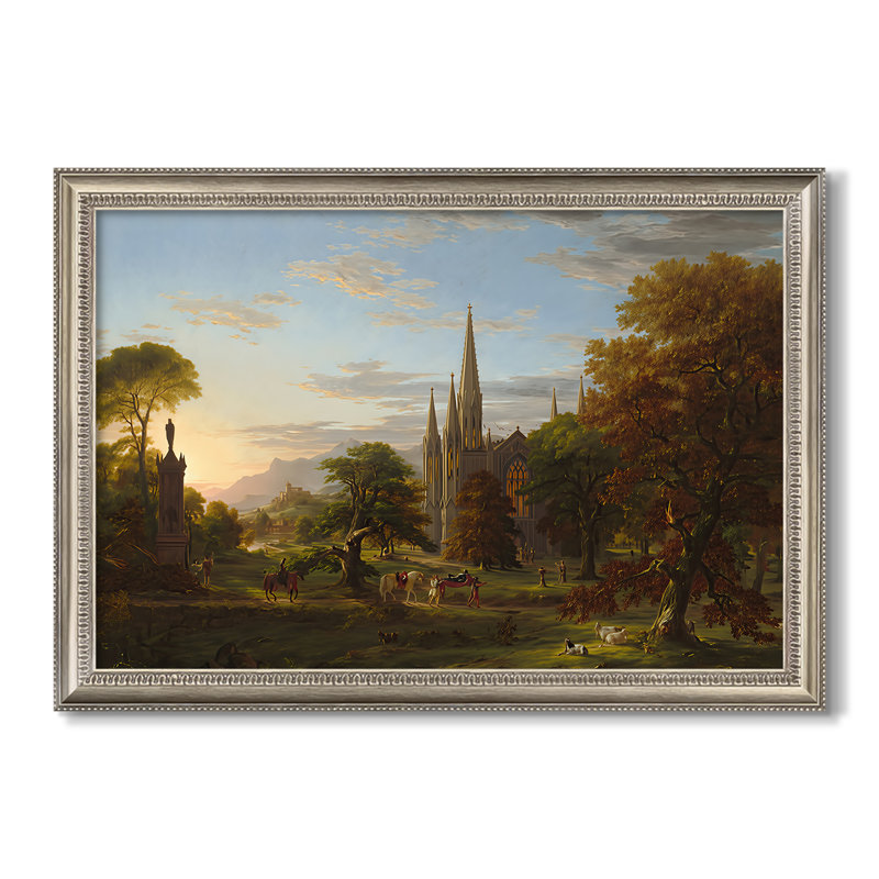 The Return, 1837-Thomas Cole-Custom Framed Canvas, No, Beaded Pewter Satin, 24X34