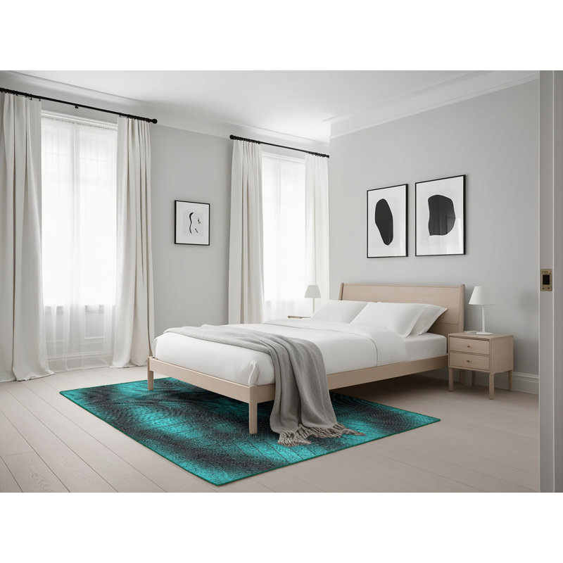 Tapis à motifs vert / noir, Rectangle 5 pi x 7 pi