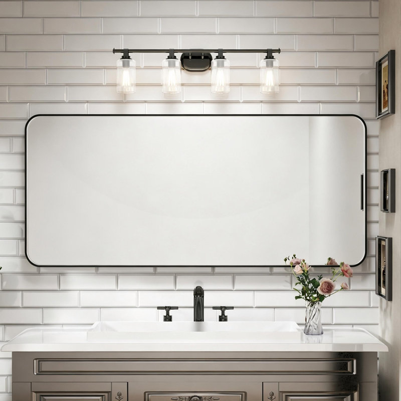 Miroir de salle de bain Waterpar, 32"H x 72"W, Noir mat