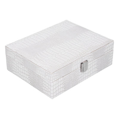 Boîte à bijoux blanche en cuir artificiel multicouche pour emballage portable