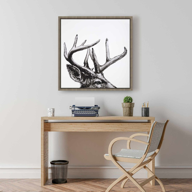 Roe Deer Plume - Toile encadrée de cerf blanc pour la décoration intérieure
