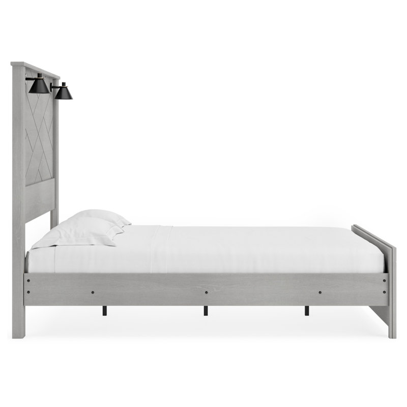 Cottonburg Queen Wood Frame Bed with Light Gray Headboard