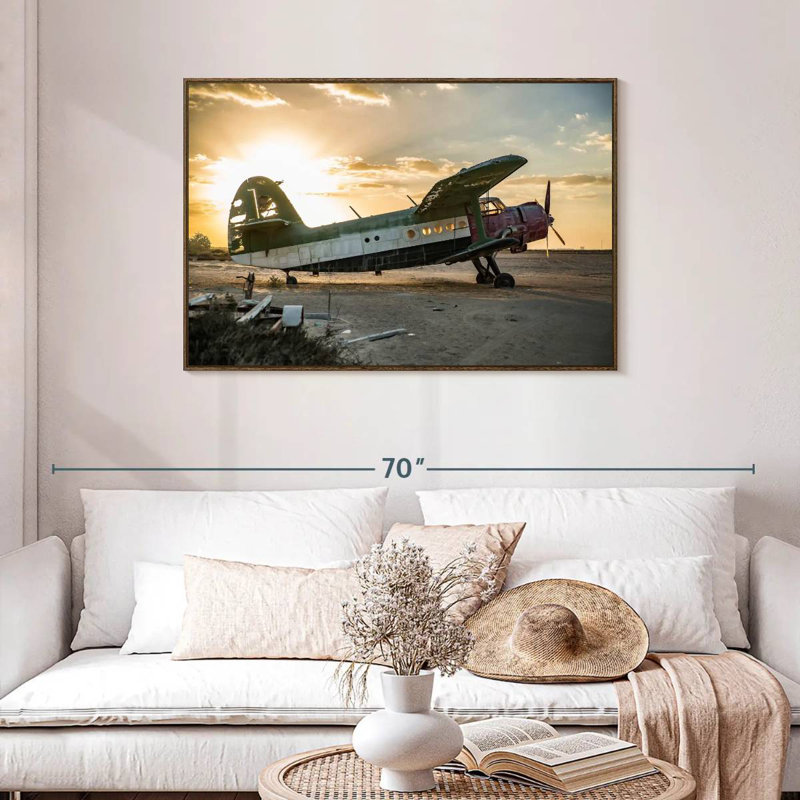 Abandonné ancien avion, Cadre flottant noyer, 43 po x 29 po