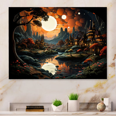 «Sunset On Fantasy Abstract Landscape» sur métal