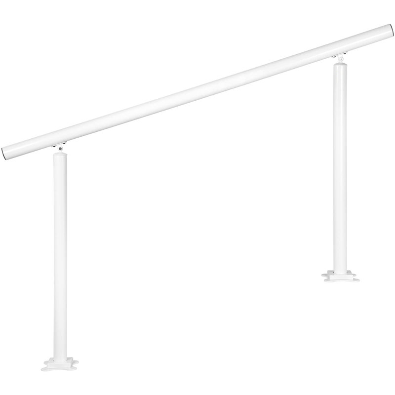 White Aluminum Adjustable Outdoor Stair Handrail for 0-5 Steps