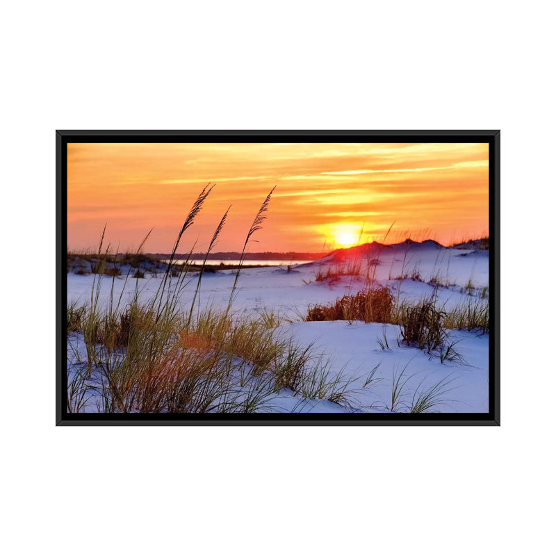 «Seashore Sunset», reproduction de photo sur toile, H 18 po x l 26 po x P 1,5 po, Toile avec cadre flottant noir