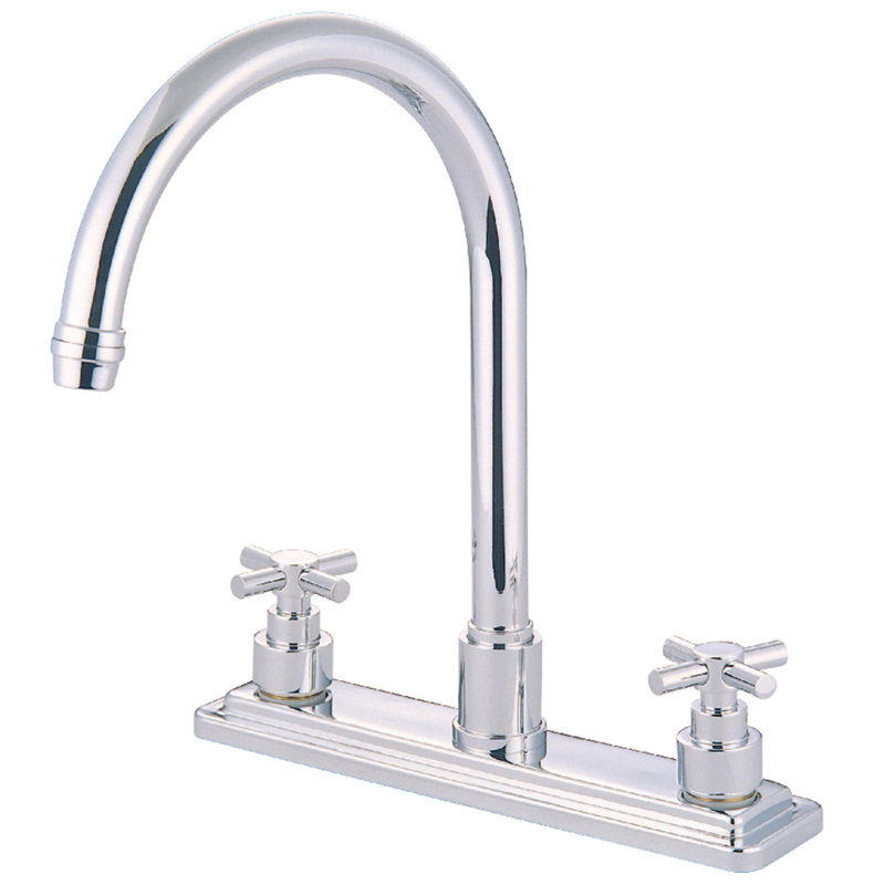 Kingston Brass Two-Handle 3-Hole 8" Centerset Kitchen Faucet, Polished Chrome