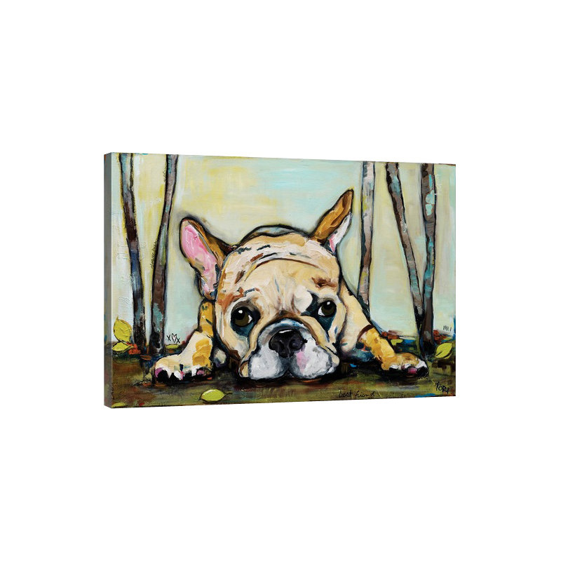«french bouledogue print, H 24 po x l 36 po x P 1,5 po, Toile