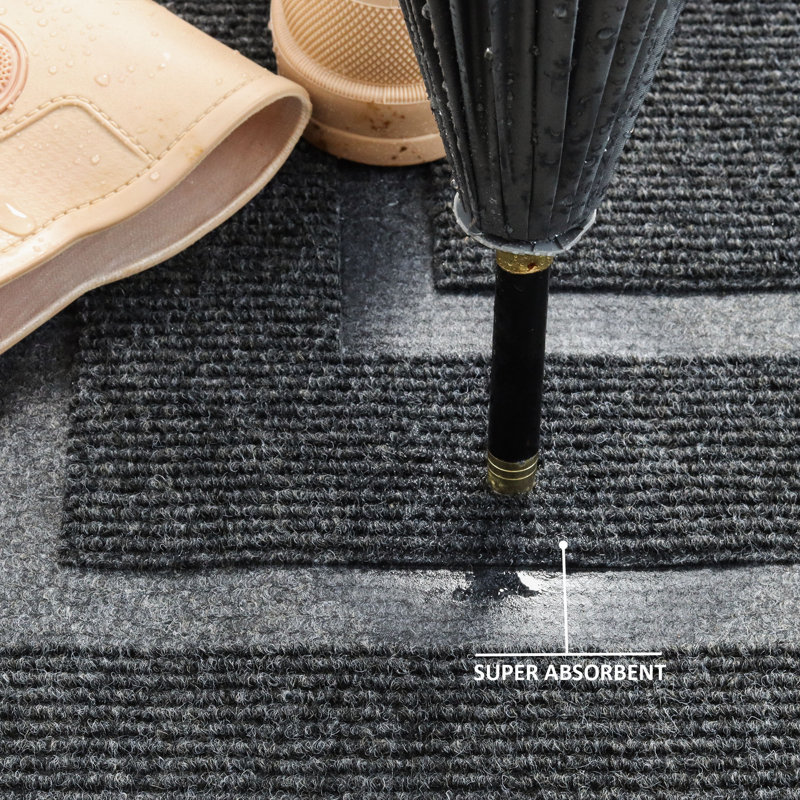 Clarance Non-Slip Geometric Doormat, 24" W x 35" L, Dark Gray