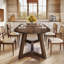 Table de salle à manger ovale en bois massif pour 4-6, table de cuisine en bois de 63 pouces avec pieds fuselés robustes-1732834308