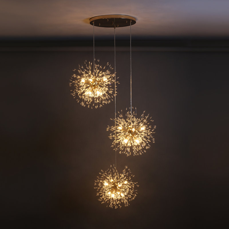 Modern Large Sputnik Firework Staircase Chandelier, 3 Lights