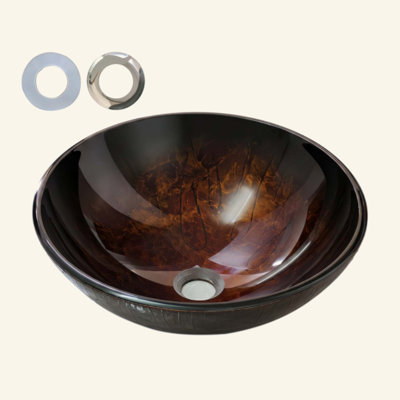 Lavabo vasque en verre trempé, lavabo de salle de bain rond texturé artistique, meuble-lavabo de comptoir