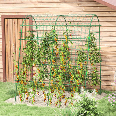 6.8' Tall Arch Trellis For Climbing Plants, With Plastic Coated Steel Frame, Support Zucchini, Grapes And Other Vines Peas Vegetables