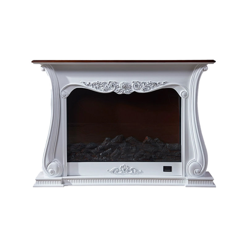 White Solid Wood Electric Fireplace, White