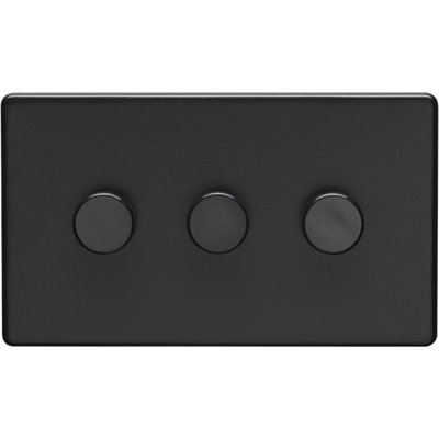3 Gang Rotary Dimmer Switch 2 Way LED SCREWLESS SATIN BRASS Light Dimming Wall