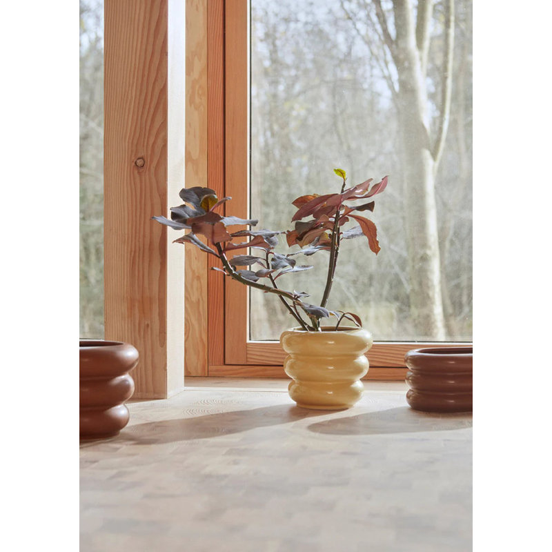Awa Planter, Shiny Butter, 6.5" H x 7.48" W x 7.48" D