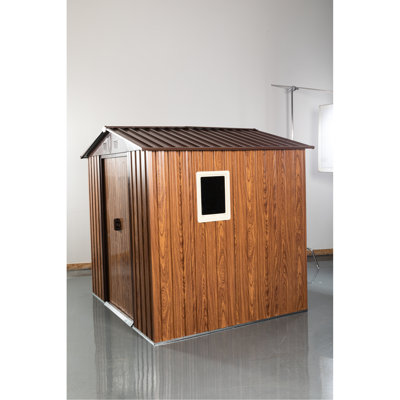 6Ft X Outdoor Metal Storage Shed With Galvanized Iron Structure, Easy Build, - Coffee Robust Iron, Punched Vents,