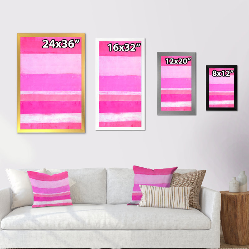 «Pink Abstract Art», reproduction d'art sur toile moderne et contemporaine, Cadre photo argenté, H 12 po x l 8 po x P 1 po