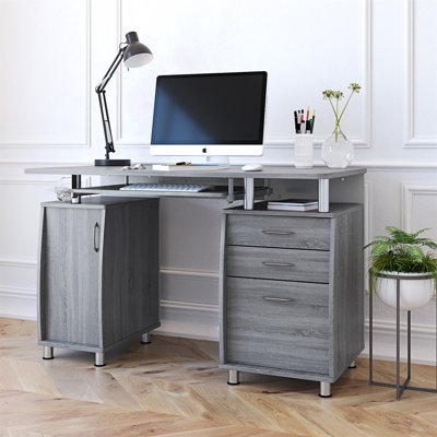 Harris 48'' Floating Computer Desk with Drawers and Storage Cabinet