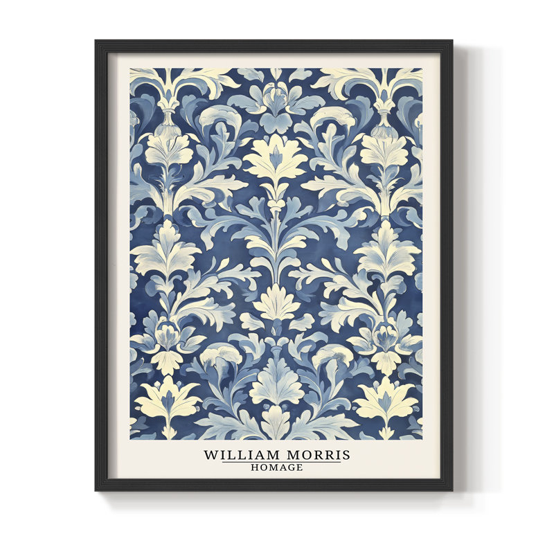 WM MORRIS Series DCLXV Framed Print - Solid Wood, Black, 21" H x 17" W