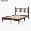 Lit plateforme double en bois avec tête de lit en forme de gourde, lit plateforme rétro avec support à lattes en bois, noyer