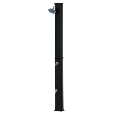 Douche extérieure chauffée solaire de 7 pi Outsunny avec pomme de douche rotative à 360 °, robinet de douche à pied, température et pression réglables, capacité de 9,2 gallons pour la cour arrière